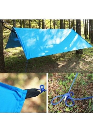 Springsun 3-4 Kişilik Dış Mekan Güneşlik Çadırı - Su Geçirmez, Güneş Engellici Sahil Pergolası İle İnce Gümüş Kaplı Zemin Bezi Mavi