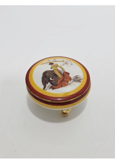 Limoges Matador Desenli Mini Porselen Takı Kutusu
