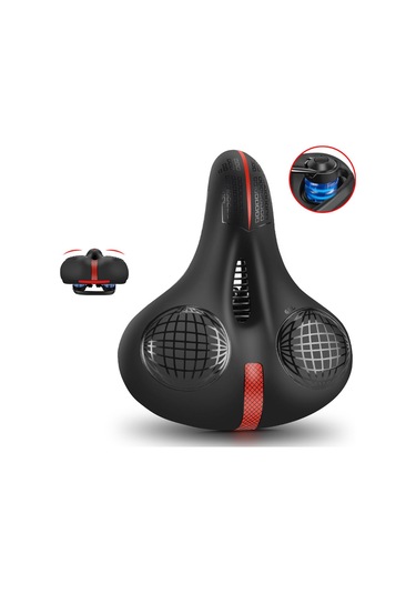 Suntek Bisiklet Sele Koltuk Yastıklı Bisiklet Eyer Dağ Yol Kırmızı - Siyah