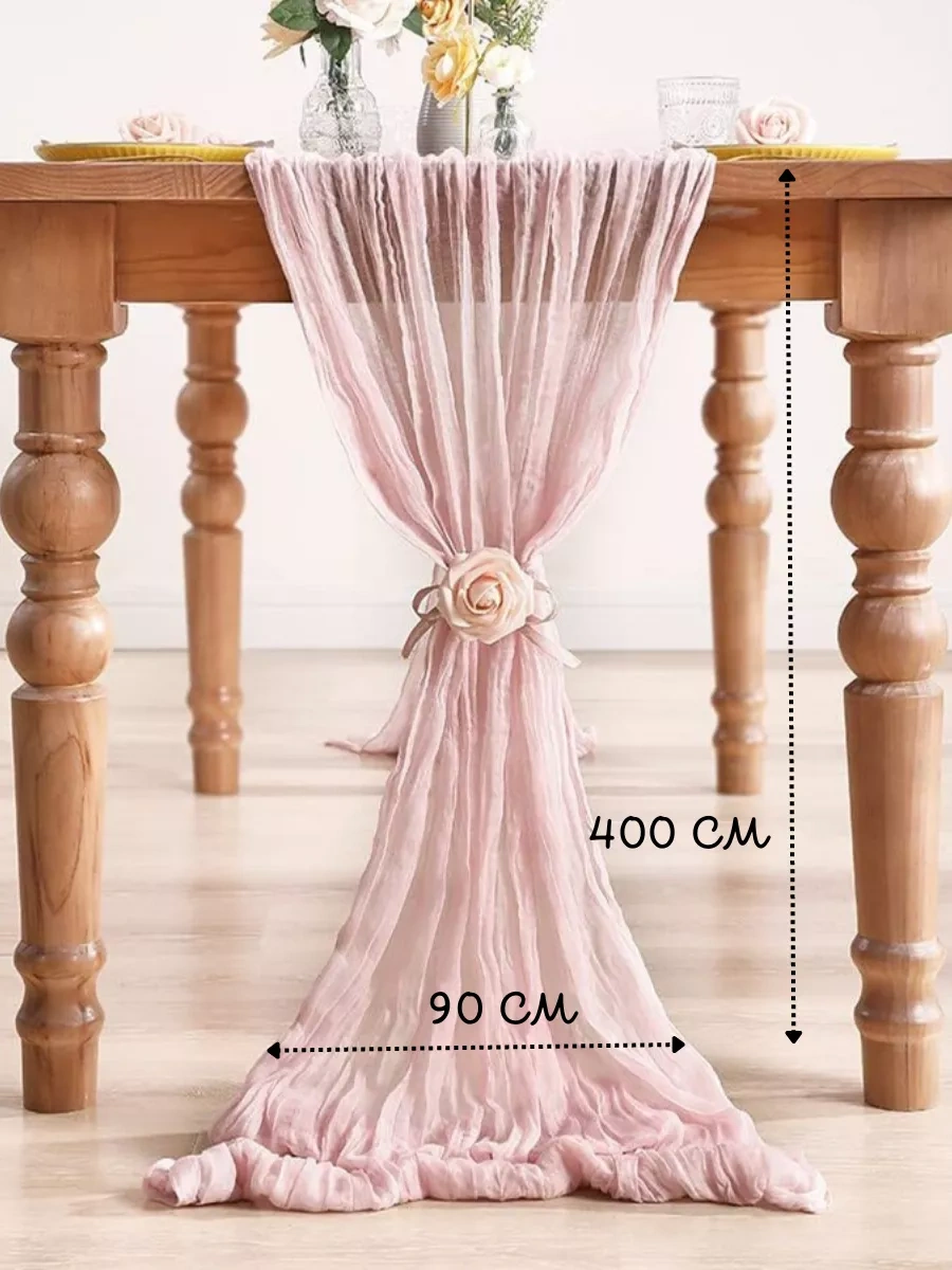 Pener 4 M Kumaş Masa Örtüsü, Masa İçin Paspas, Düğün Dekorasyonu 230778016 Açık Pembe