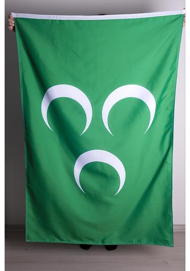 Üç Hilal Bayrağı Raşel Kumaş Dijital Baskı 100x150 cm