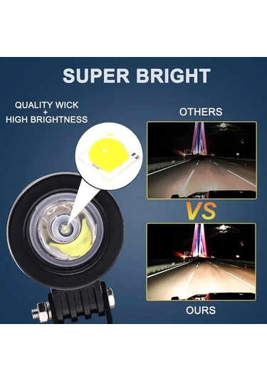 Motion003 Alüminyum 2 Işık 2 İnç Motosiklet Işıkları Beyaz Yüksek Lümen Su Toz Geçir