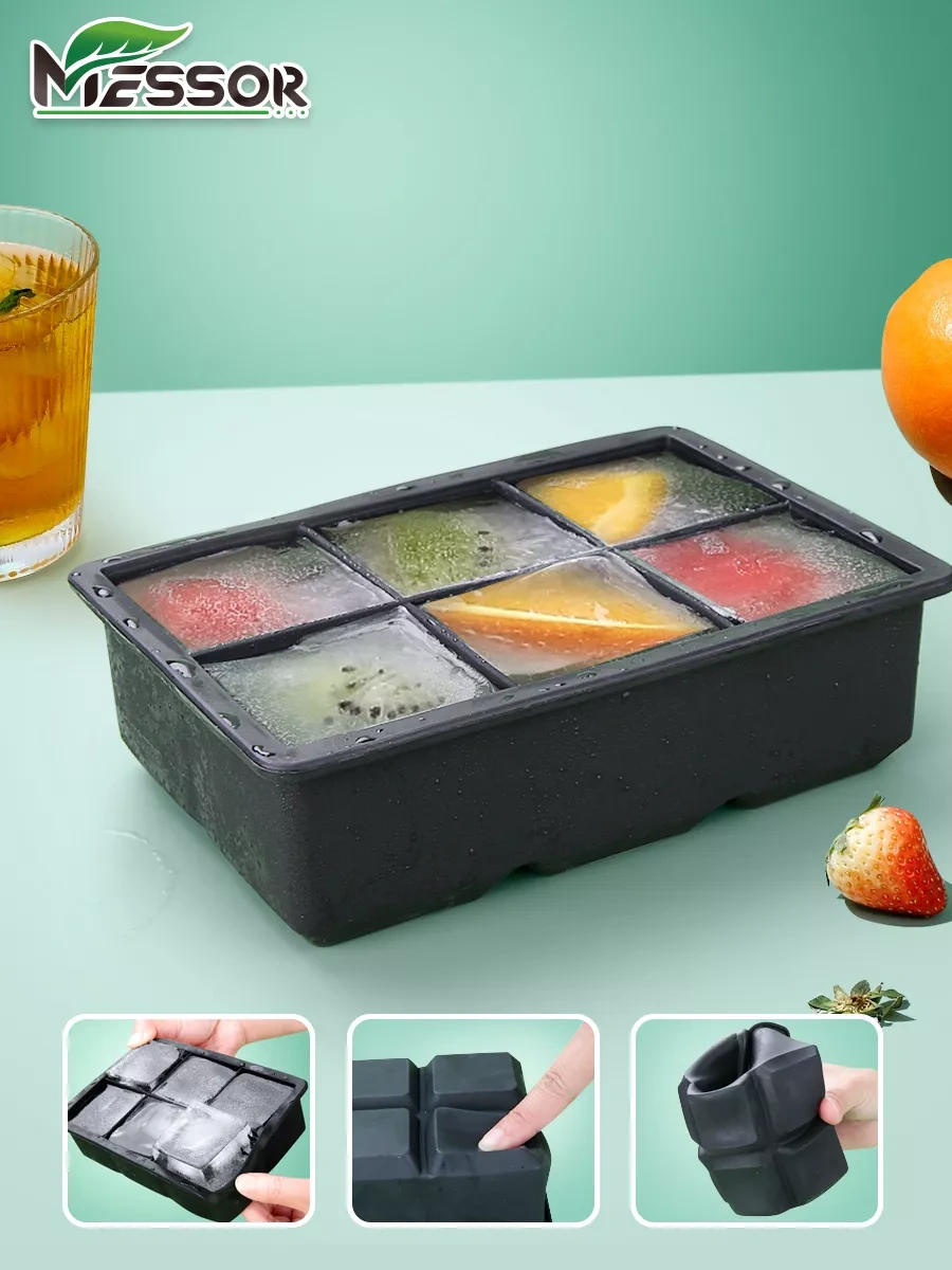 Messor Büyük Küp Buz Kalıpları Silikon 2 Adet 225907232 Siyah