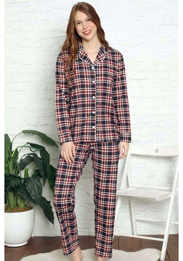 Alimer Kadın Kareli U Kol Likralı Kışlık Pijama Takımı Edy2699uk Çok Renkli