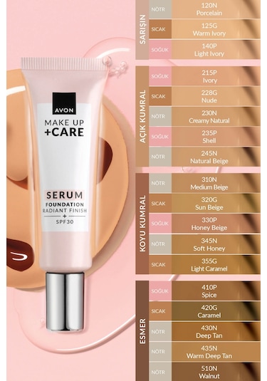 Avon Make Up Care 3'ü 1 Arada Serum Fondöten 245N Natural Beige