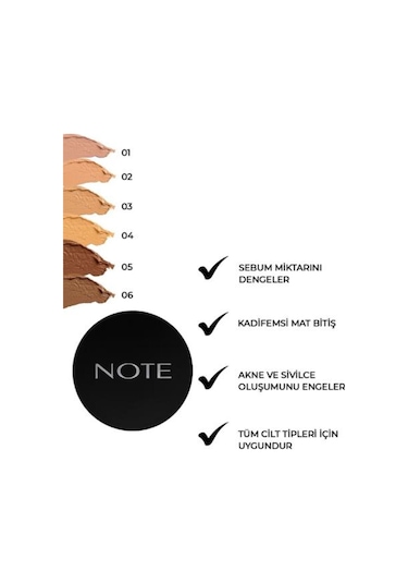 Note Cosmetique Luminous Silk Cream Powder Mat Bitişli Pudra Fondöten - 01 Beige