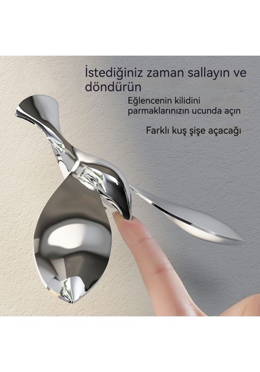 Soulader Şık Kuş Figürlü Metal Şişe Açacağı - Pratik Ev Bira Ve Konserve Açma Aleti Beyaz