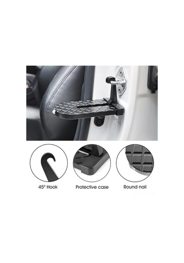 Hombey Alüminyum Araç Kapı Pedalı, Acil Kırık Pencere Kurtarma Çekiçi, Kaymazsız, 85kg Yük Taşıma, Siyah Kaliteli Versiyon Siyah