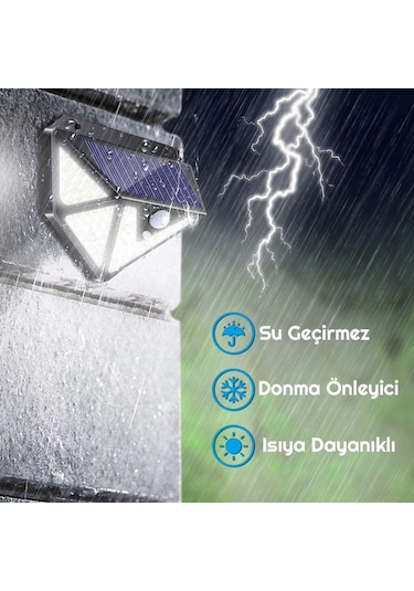 Upway 166 Led 3 Mode Pır Hareket Sensörlü 5 Taraflı Işık Solar Lamba