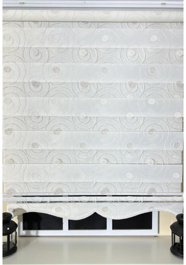 Storburada Zebra Stor Nakışlı Ekru Etek Dilimli St 126 Ekru