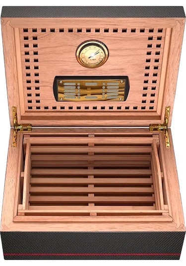 Guevara Karbonfiber Humidor Puro Kutusu Siyah 40s
