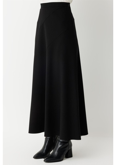 Verev Parça Detaylı Etek Siyah Siyah