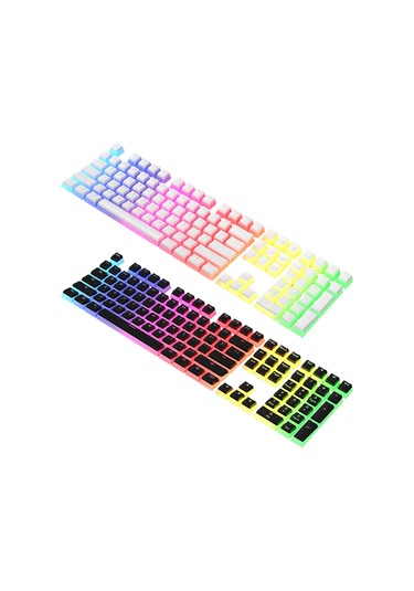 Lemestar Ajazz Pbt Pudding Mekanik Klavye Tuş Takımı - 108 Tuş, Donuk Yüzeyli, Beyaz Renk