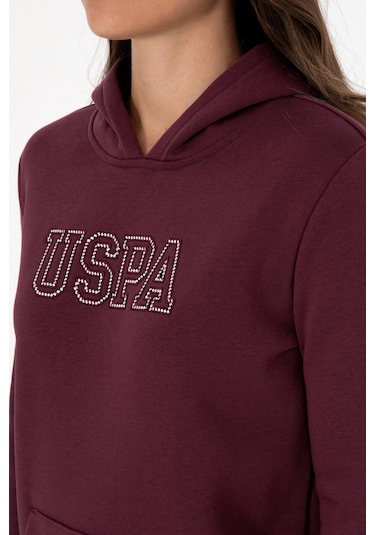 U.S. Polo Assn. Kadın Bordo Şardonlu Kapüşonlu Basic Sweatshirt 50313566-VR177 U.S. Polo Assn. Kadın Bordo Şardonlu Kapüşonlu Basic Sweatshirt 50313566-VR177