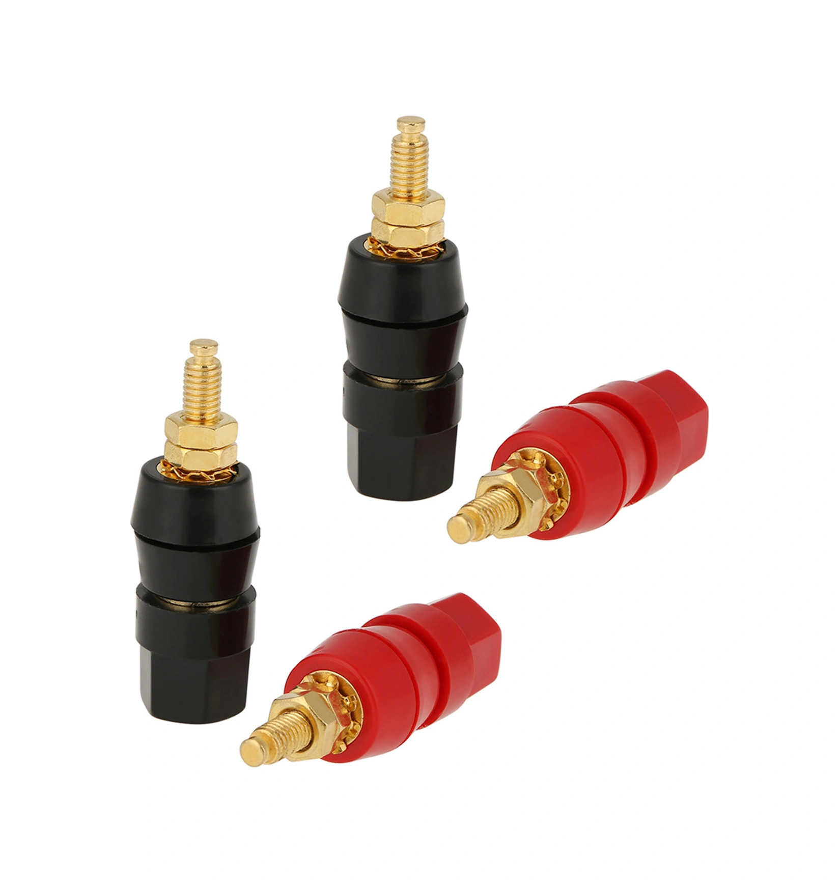 Tenfowee 4 Adet Altın Kaplı Hoparlör Bağlantı Terminali Kırmızı-siyah , 4mm Muz Plug Uyumlu, Amfi Ve Ses Cihazları İçin Kolay Kurulum