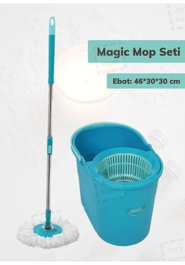 Magic Mop Seti Paspas Temizlik Seti Döner Başlıklı Temizlik Kovası