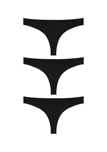 Basic Lazer Kesim File Lastikli Brezilya Külot 3'lü Paket - 4 Renkli-10 Çok Renkli