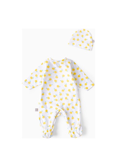 Boumini Bebek Patikli Tulum Şapka Set Limonlar-sarı Sarı