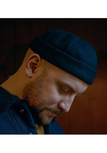 Kaşe Arkadan Ayarlı Retro Hip-hop Takke Şapka Lacivert