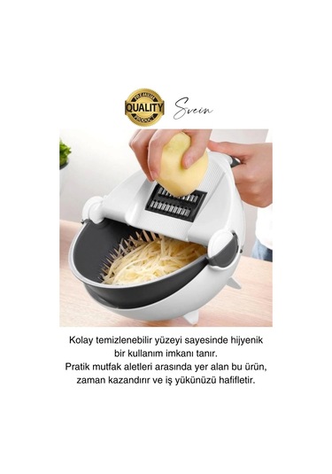 11 Parça Paslanmaz Fonksiyonel Süzgeçli Rende Hazneli Doğrayıcı Sebze Salata İçin Pratik Mutfak Çok Renkli