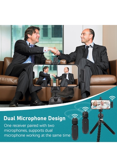Springsun Mikrofon Taşınabilir Tek Tetikli İki Kablosuz Klipsli Mikrofon Sistemi Video Kayıt Mikrofonu