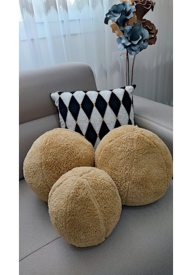 Oneplise 3'lü Top Kırlent 2 Büyük Hardal 1 Küçük Hardal(42/25 CM)