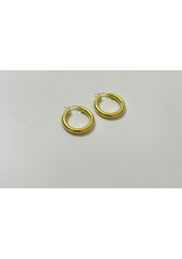 Silver Point Gold Kaplama Halka Küpe Gümüş