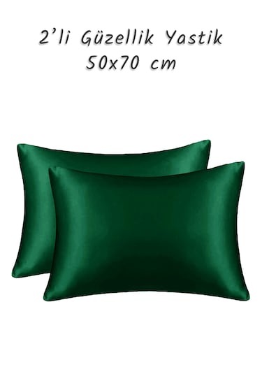 Güzellik Yastığı %100 Ipek Saten 2 Adet Luxury Yastık Kılıfı Yeşi
