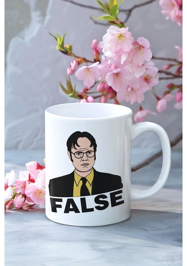 False Dwight Schrute The Office Baskılı Kupa Bardak Açık Kahverengi