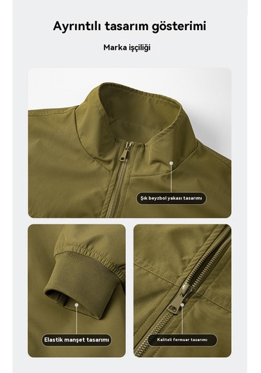 Amerikan Tarzı Dik Yakalı Pilot Ceketi Erkekler İçin Sağlam Beyzbol Ceketi Beyaz