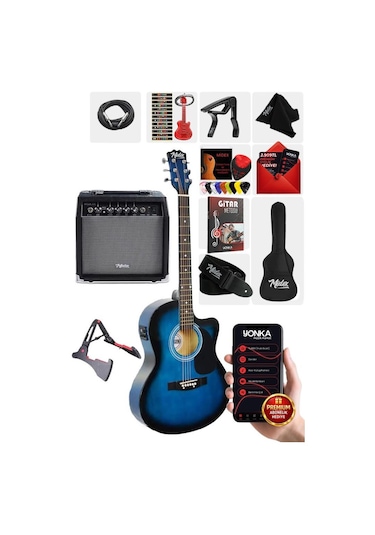 Midex Rg-560bl-amp Mavi Amfili Elektro Akustik Gitar Full Set