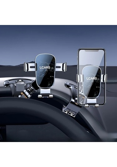 Boatshop1 Lcars Premium Gümüş Alaşımlı Ayna Araç Telefon Tutucu Geliştirilmiş Navigasyon Desteği Dönebilen Gösterge Paneli Montajı