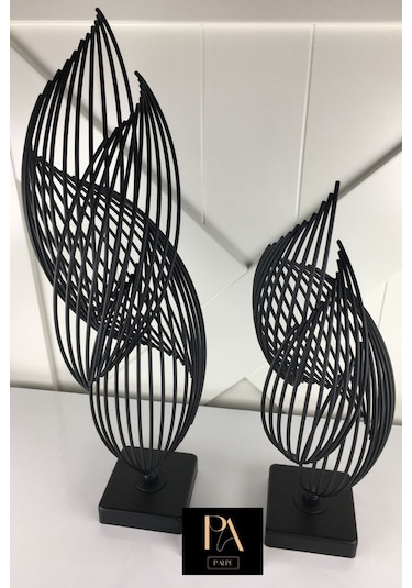 Siyah H 2'li Ofis Metal Aksesuar Biblo Ev Salon Dekorasyon Obje