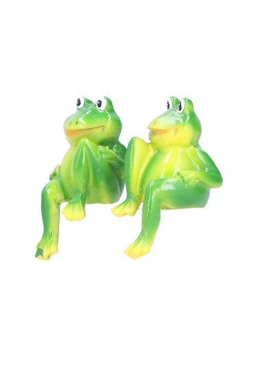 Shineyee Çevre Dostu Reçine Kurbağa Figürü, Ev Ve Bahçe Dekorasyonu, El Boyama, Canlı Detaylı, Hafif Ve Taşınabilir, 2 Adet Set