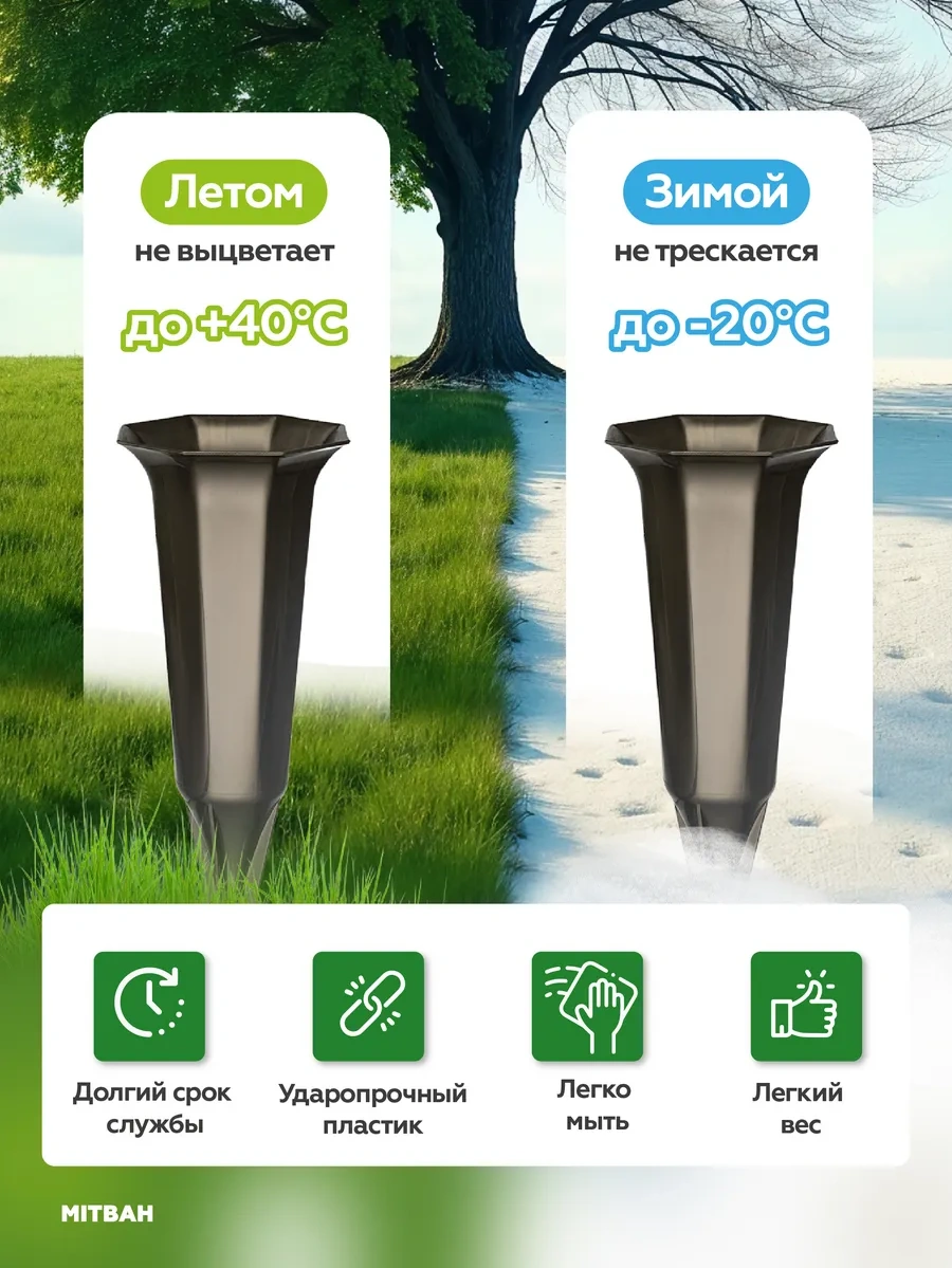 Mıtbah Mezarlık İçin Çivili Süs Vazo 0,7l 2 Adet 328009349