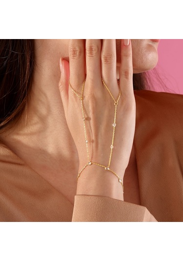 925 Ayar Gümüş Yuvarlak Zirkon Taşlı 2 Parmağa Takılabilen Şahmeran Altın