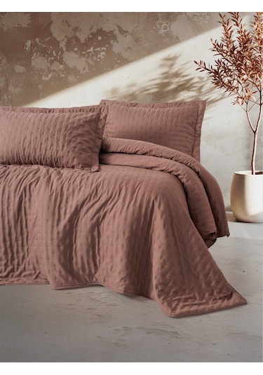 Cotton Box Serra Çift Kişilik Yatak Örtüsü Niva Gül Kurusu Gül Kurusu