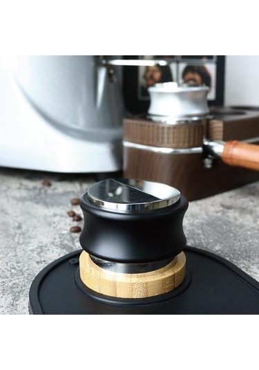 Createtech 53.3mm 2'si 1 Arada Kahve Dağıtıcı Ve Pres Paslanmaz Çelik Espresso Düzleştirici Ayarlanabilir Siyah Siyah