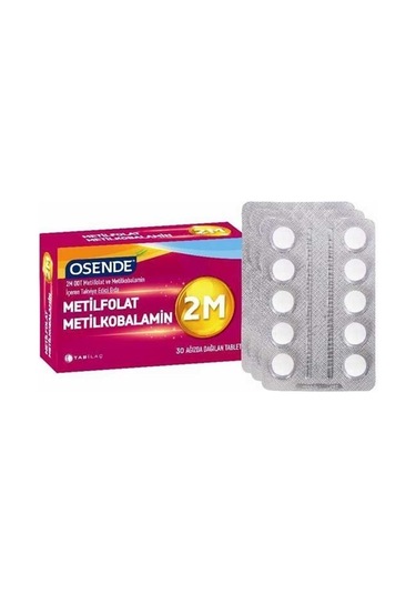 Osende 2m Metilkobalamin B12+Metilfolat Folik Asit 30 Tablet