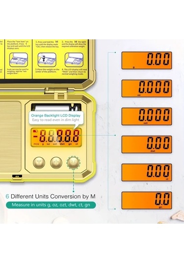 Fastbuy Dream011 Kompakt Mini Altın Ölçü Yüksek Hassasiyet 200g 001g Takı Elmas Tartımı Seti 50g Ağırlıklar Dahil Altın Altın