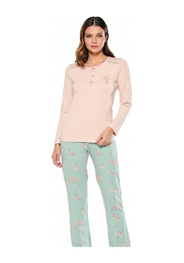Alperi Kadın Uzun Kol Pijama Takımı 79-465 - Mint Yeşili