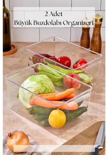 2 Li Buzdolabı Organizeri & Buzdolabı Düzenleyici 6 Lt Çok Renkli