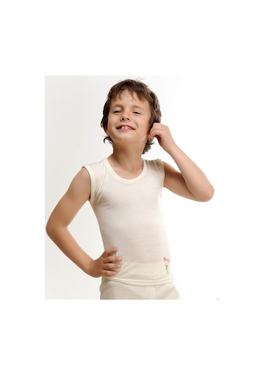 Hasyün Çocuk Yün Termal Kolsuz Atlet 2'li (Bronşit Atleti) Ekru