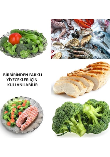Paslanmaz Çelik Buharlı Pişirici Katlanır Buharda Sebze Pişir