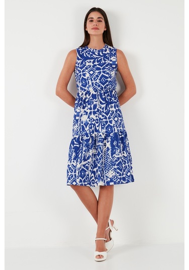 Lela Desenli Regular Fit Kolsuz Bayan Elbise 5865731 Saks