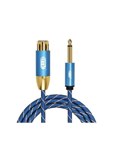 Rogfer Emk Kn603 2pin 6.5mm Canon Line Dengeli Ses Mikrofon Hattı, Kablo Uzunluğu: 0.5m Mavi