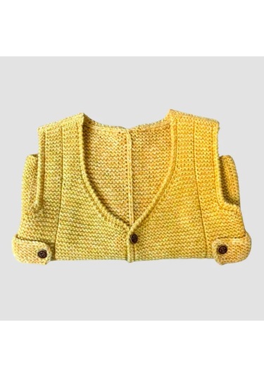 Uretti - Rukiye 7294 - El Örgüsü Erkek Çocuk Yelek 9 Yaş - Sarı