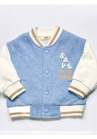 Erkek Bebek İçi Şardonlu Save Yazılı Kolej Hırkası-14859 Mavi