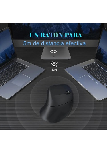 Ximistore9 Ergonomik Dikey Kablosuz Fare - Şarjlı, Sessiz Fonksiyonlu, El Yorgunluğunu Azaltan Siyah Mouse Optik