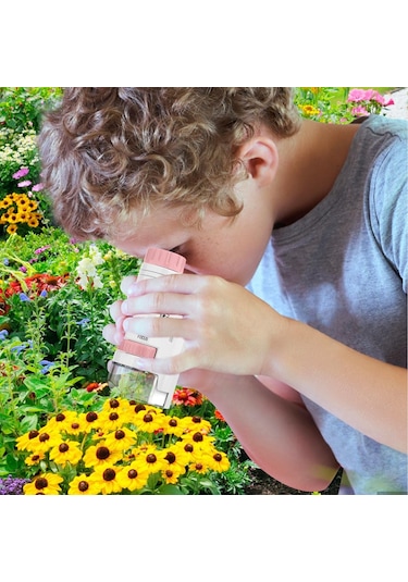 Aubyhe Çocuklar İçin El Tipi Mikroskop - 60-200x Büyütme, Led Işık Ve Göz Koruma Özellikli, Taşınabilir Fen Oyuncak Pembe